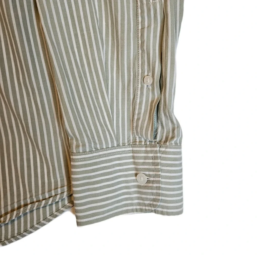 J. Crew Size Large Slim Fit Gray-Green‎ Striped Button-Up Shirt